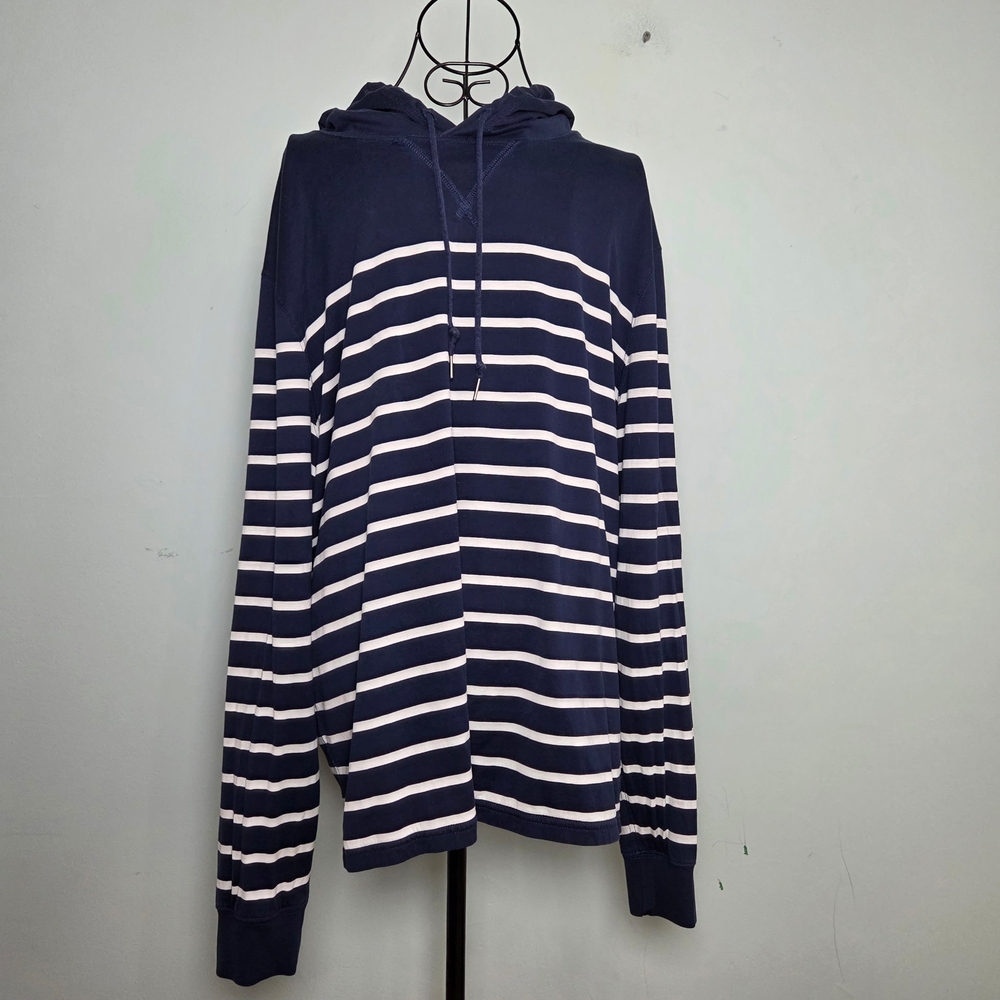 Polo by Ralph Lauren Navy & White Striped Hooded Long-Sleeve Shirt